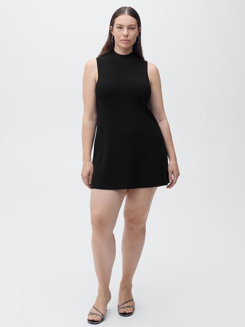 Mango Black Mock Neck Knitted Mini Dress